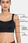 Zelocity High Impact Quick Dry Sports Bra - Jet Black — thumbnail 10